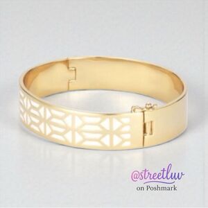 Stella & Dot Breezeblock Enamel Gold Reversible Bangle